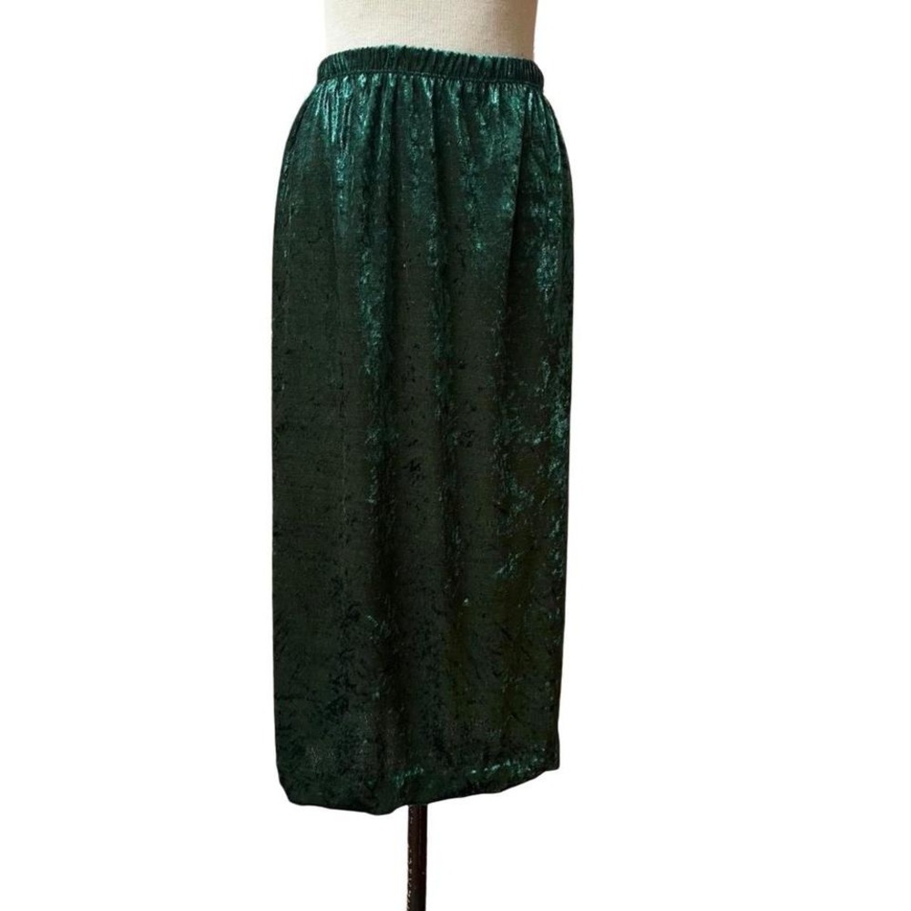 Vintage 90s forest green velvet midi maxi skirt whimsygoth witchy - Medium